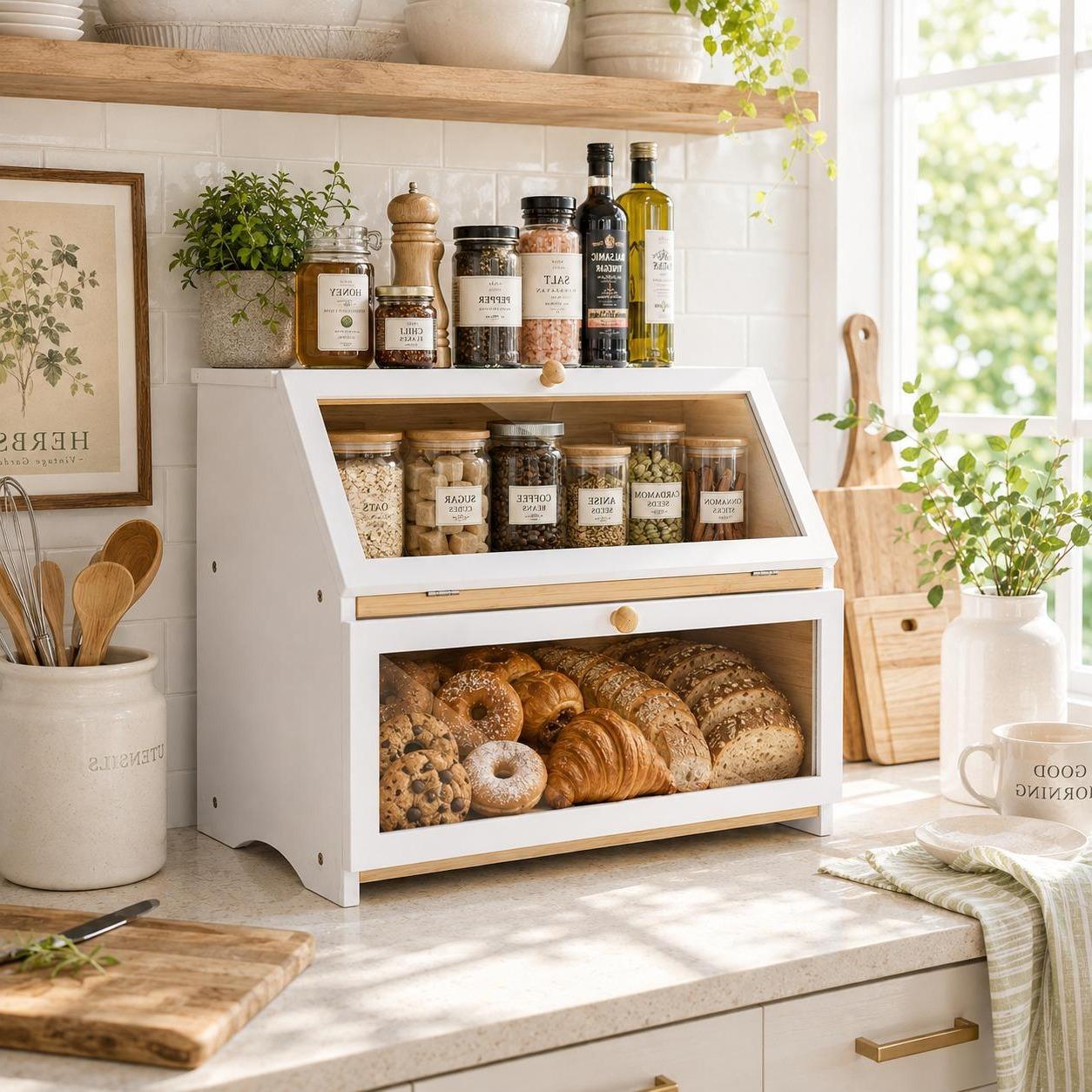 HOMEKOKO Caixa de Pão de Dupla - Commercial Kitchen Utensil Organizer avaliação e preço